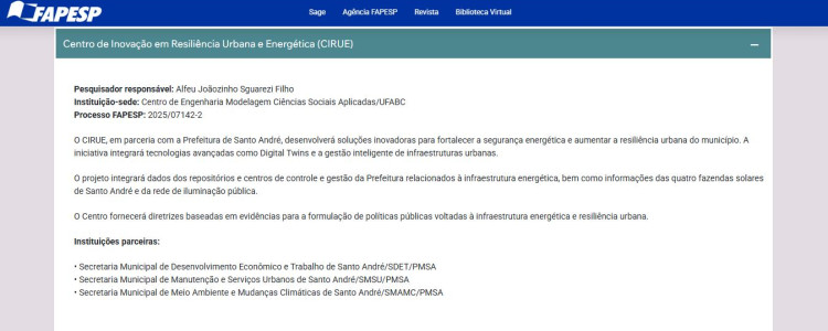 Professor do CECS é selecionado para gerir o Centro de Inovação em Resiliência Urbana e Energética (CIRUE)